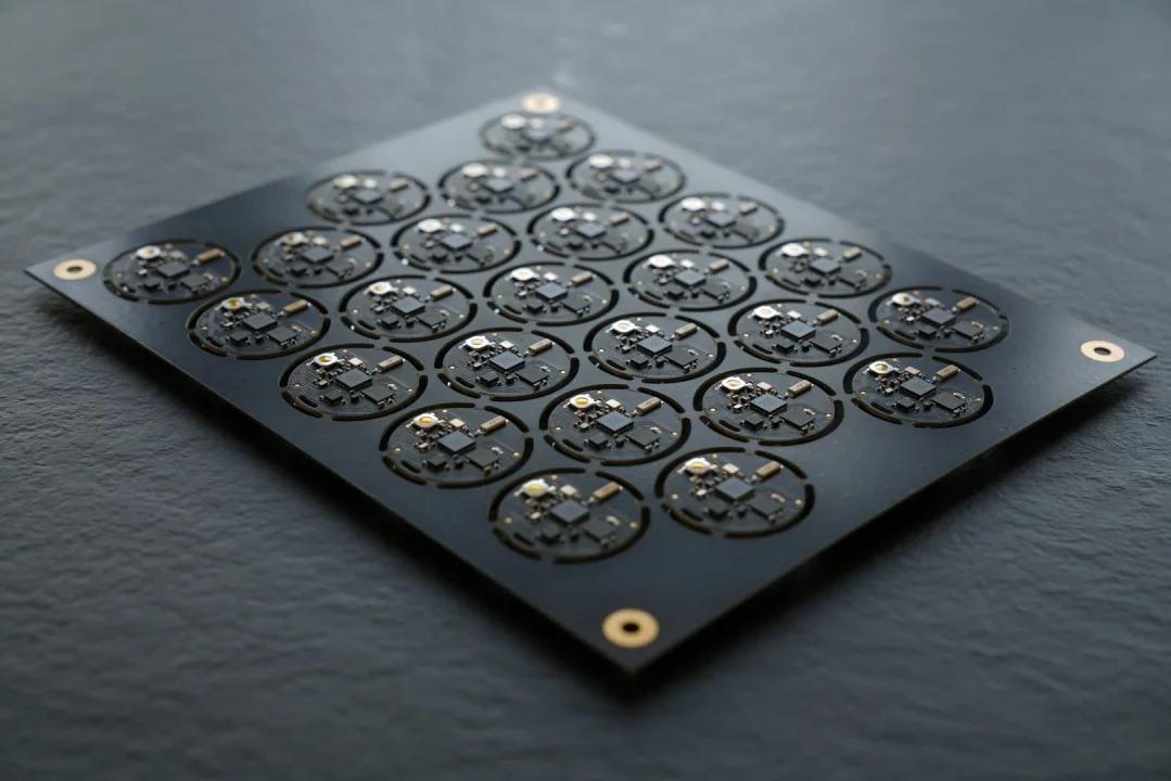 Panel of OpenBeacon proximity tag circuit boards before separation